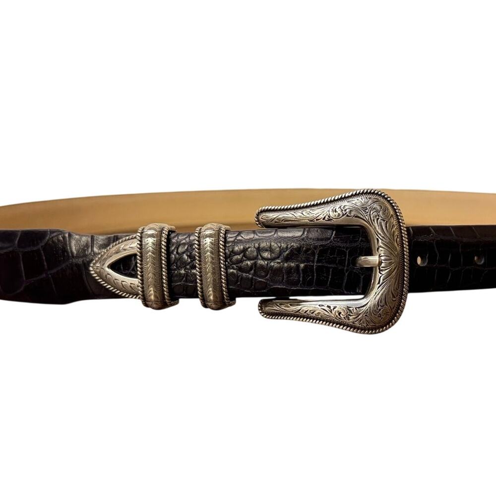 Paul fredrick genuine Italian leather men’s belt blue leather size 40